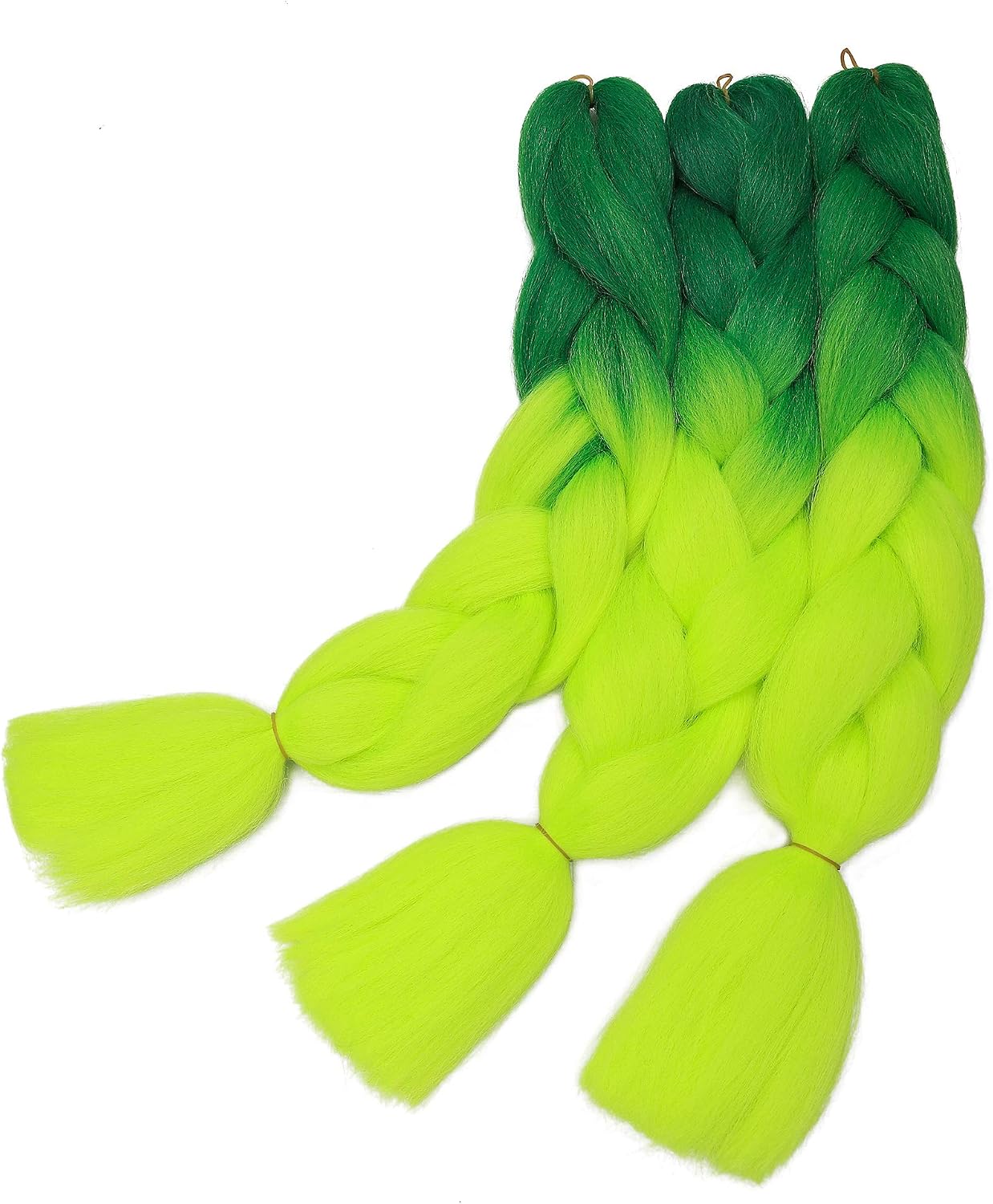 Ombre Jumbo Braiding Hair 24 Inch 5Pcs Synthetic Colorful Box Jumbo Braids for Crochet Twist Hair Extension Dark Green to Chartreuse - Image 4