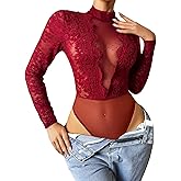 Avidlove Womens Lace Bodysuit Lingerie Teddy Going Out Turtleneck Sexy Bodysuits Top