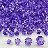 Honkoolly 850pcs Acrylic Round Faceted Beads 6mm 8mm 10mm 12mm Faceted Round Spacer Beads for Bracelets Necklace Earring DIY Jewelry Making Craft(Bluish Violet)