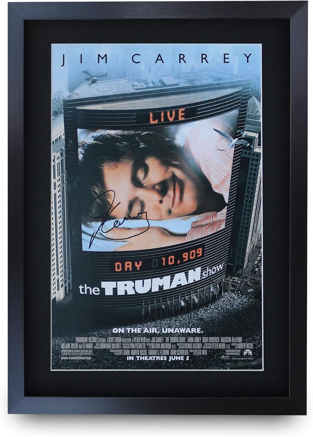 Hwc Trading A3 Fr The Truman Show Movie Poster Jim Carrey Signed Gift Framed A3 Printed Autograph Film Gifts Print Photo Picture Display Amazon Co Uk Kitchen Home hwc trading a3 fr the truman show movie poster jim carrey signed gift framed a3 printed autograph film gifts print photo picture display