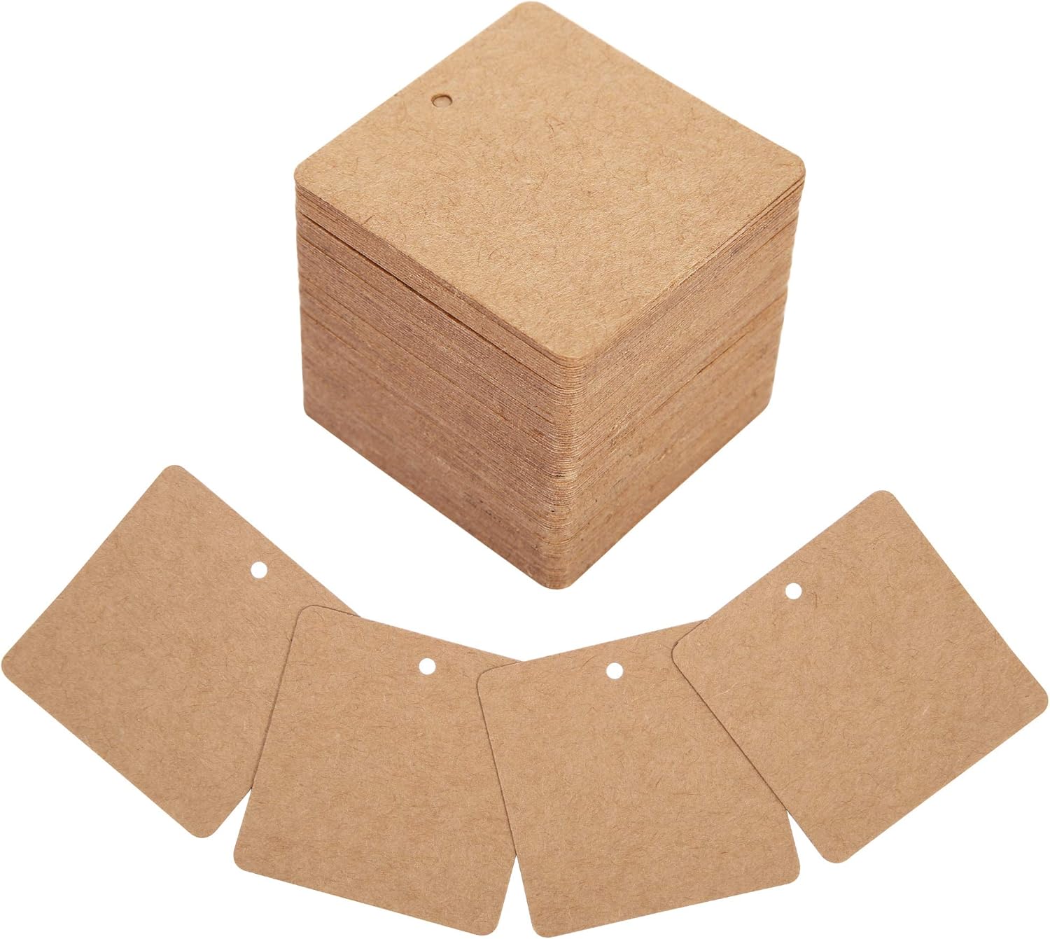 KAKA SENLIN Square Kraft Paper Tags,Premium Quality 100 PCS Brown Hang Labels with 30M Jute Twine String,Perfect for Name Card,Personalized Gift Wrapping,Wedding,Office,Business,Art and Craft: Health & Personal Care