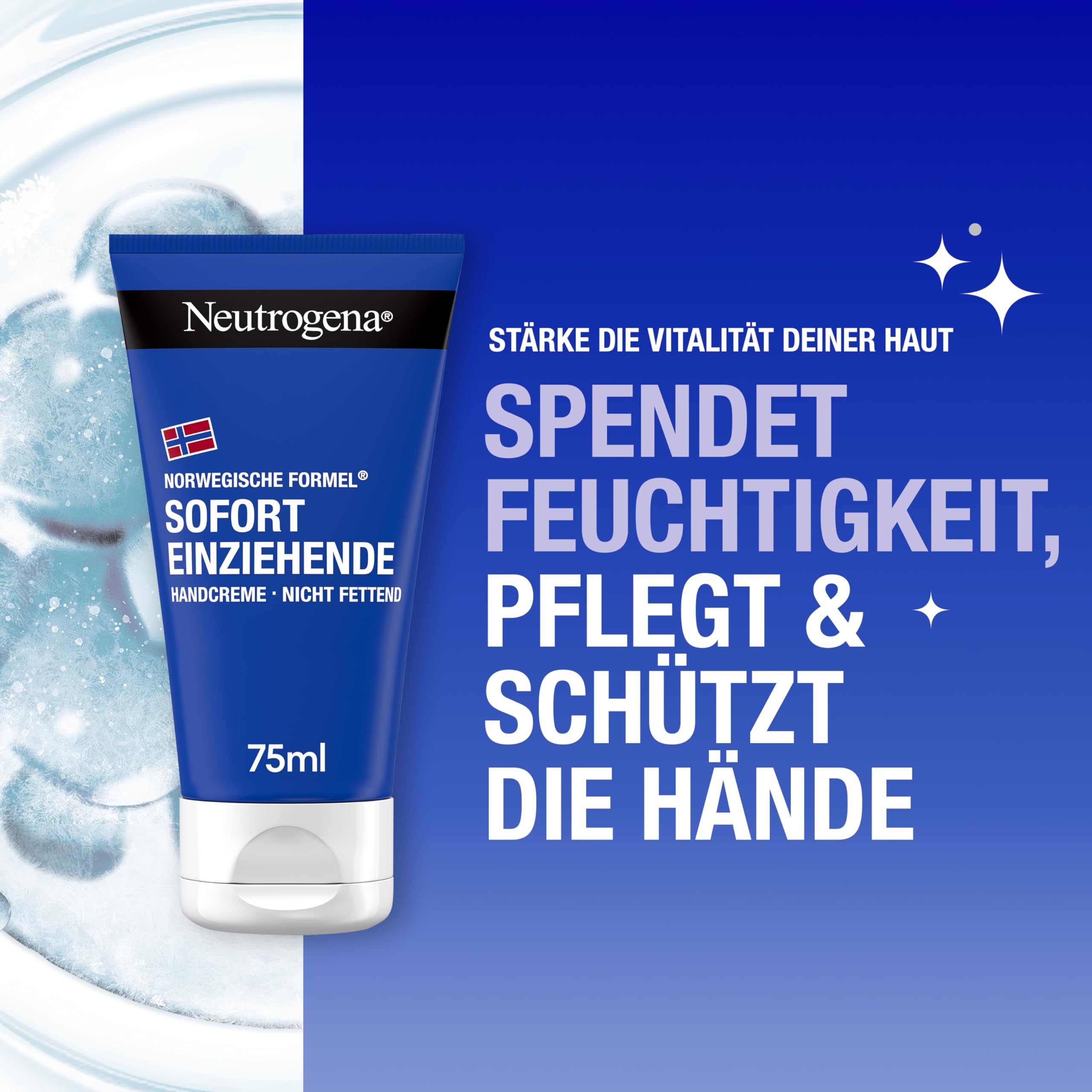Neutrogena Sofort einziehende Handcreme, leichte und nicht fettende Feuchtigkeitscreme mit Glycerin + Vitamin E bei trockenen, rissigen Händen 75 ml 2
