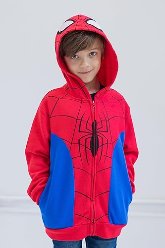 Marvel Spider-Man Toddler Boys Fleece Zip Up Hoodie Red/Blue 4T in