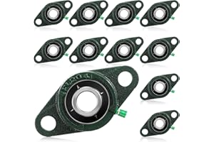 Threlaco 10 Pack UCFL204-12 Pillow Block Bearing 3/4 in Bore Shaft Flange Mount Ball Bearing Unit 2-Bolt, Self Aligning Cast Iron Housing, Set Screw Locking Style Flange Pillow Block