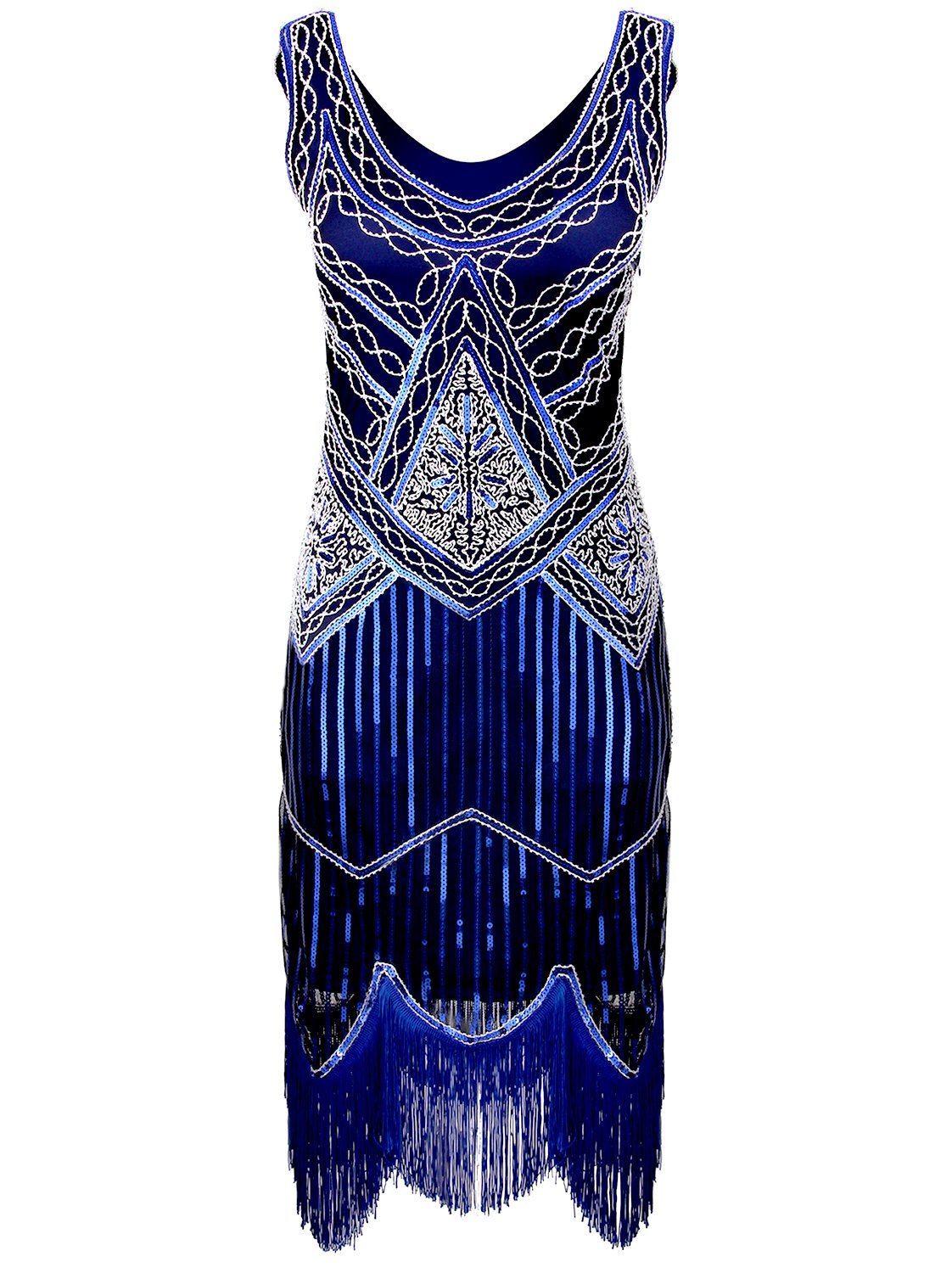 Vijiv-Womens-1920s-Gastby-Inspired-Sequined-Embellished-Fringed-Flapper-DressBlueMedium