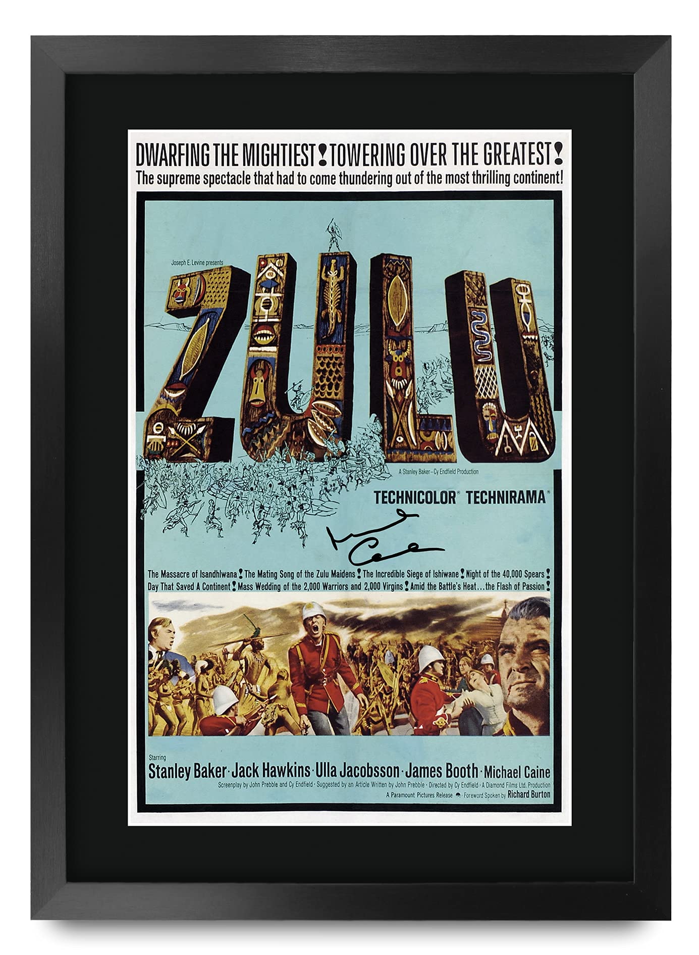 HWC Trading Zulu Michael Caine Gifts Printed Signed Autograph Picture for Movie Memorabilia Fans - A3 Framed โ image 1