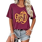 Game Day Football Shirt Women Football Season Tshirt Short Sleeve Sunday Graphic Tee Tops