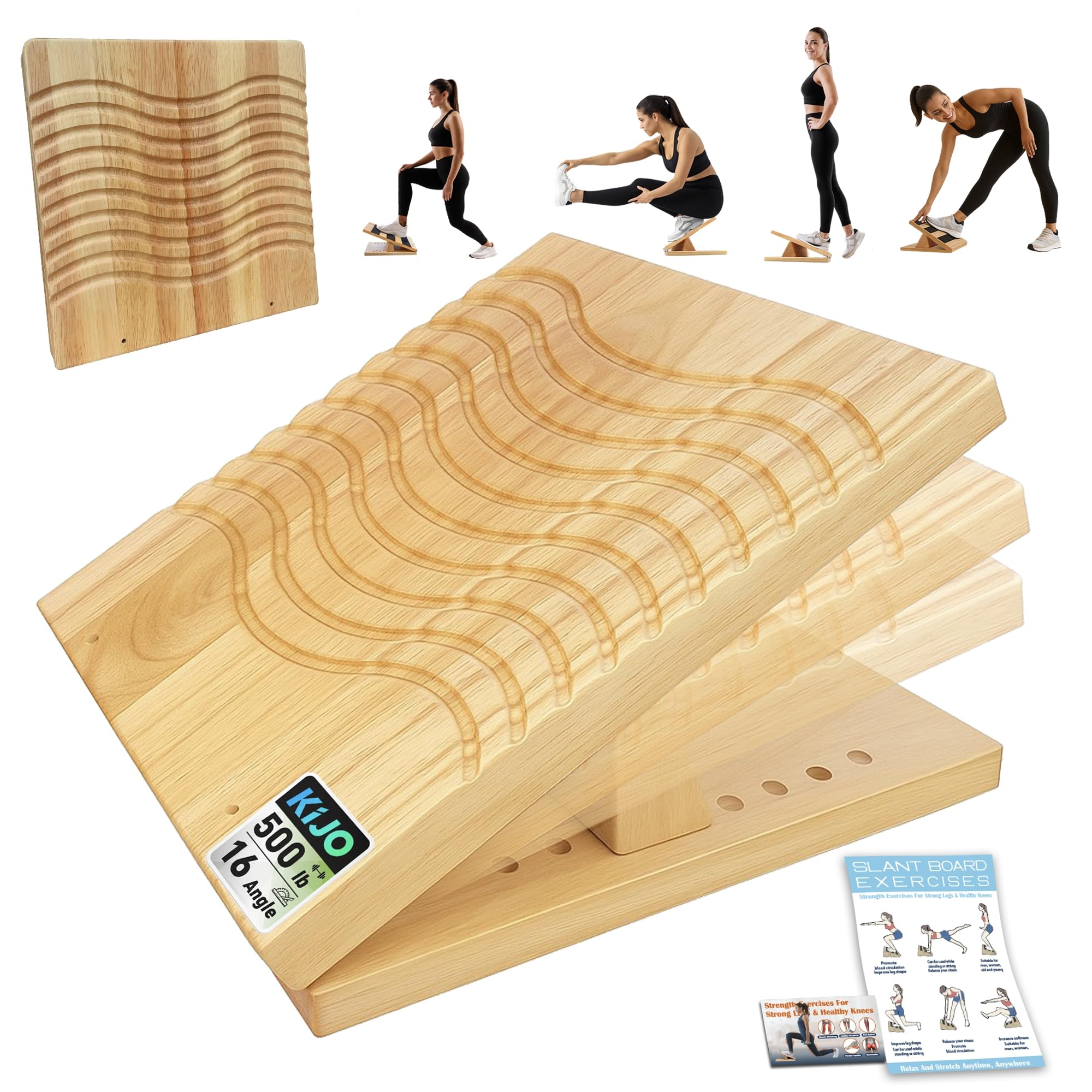 Photo 1 of 16-Level Adjustable Wooden Slant Board for Squats – 550 lbs Heavy Duty Squat Wedge for Weightlifting & Ankle Mobility – Incline Board for Calf Raises & Leg Day Training?Made in Taiwan KIJO Studio?