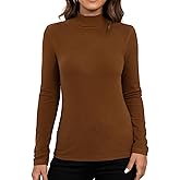 MESISAN Women's Long Sleeves Mock Turtleneck Tops Basic Stretch Lightweight Under Layer Shirts