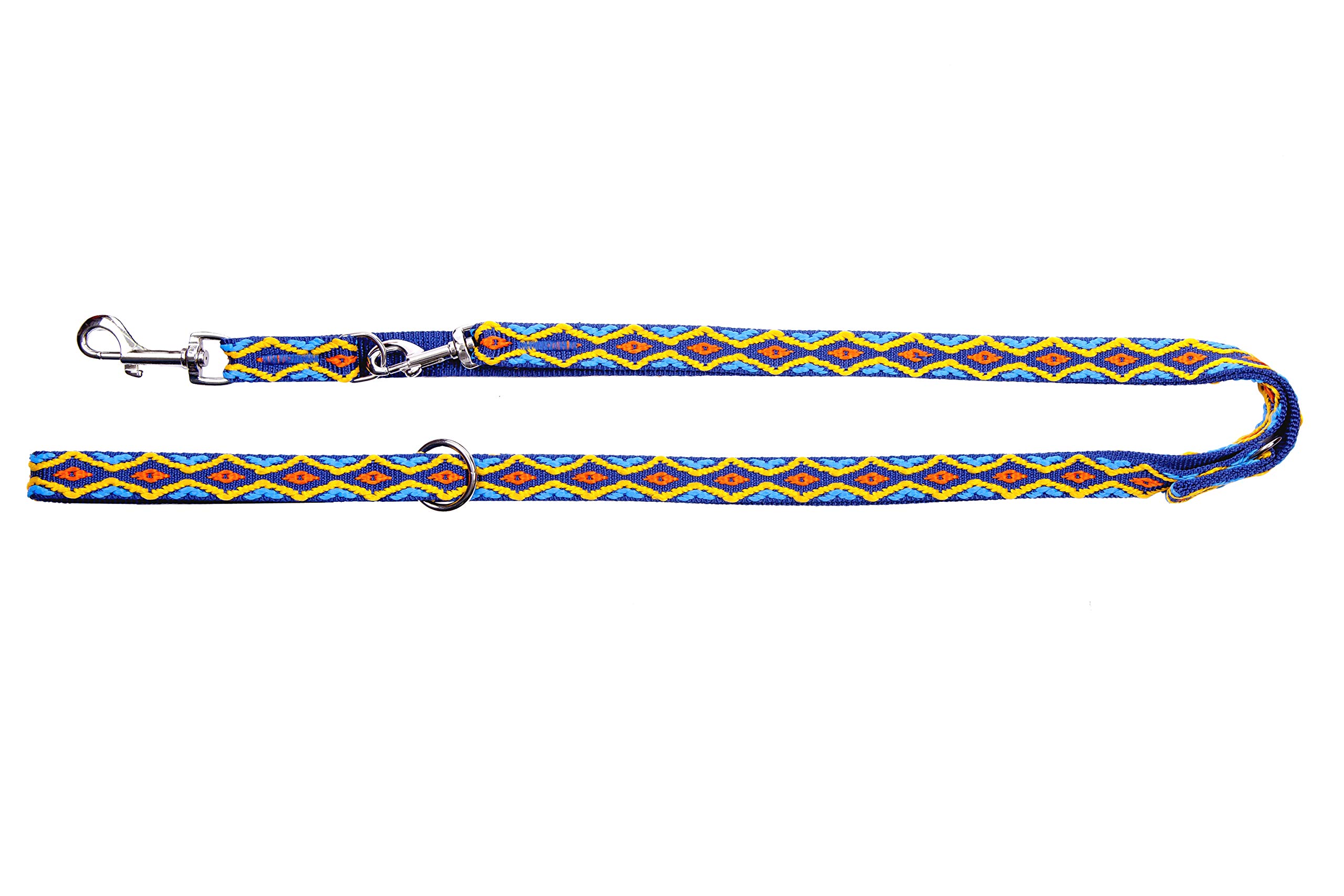 Dingo Winnetou Adjustable Dog Leash Handmade in Indian Style Howgh! Blue 13569