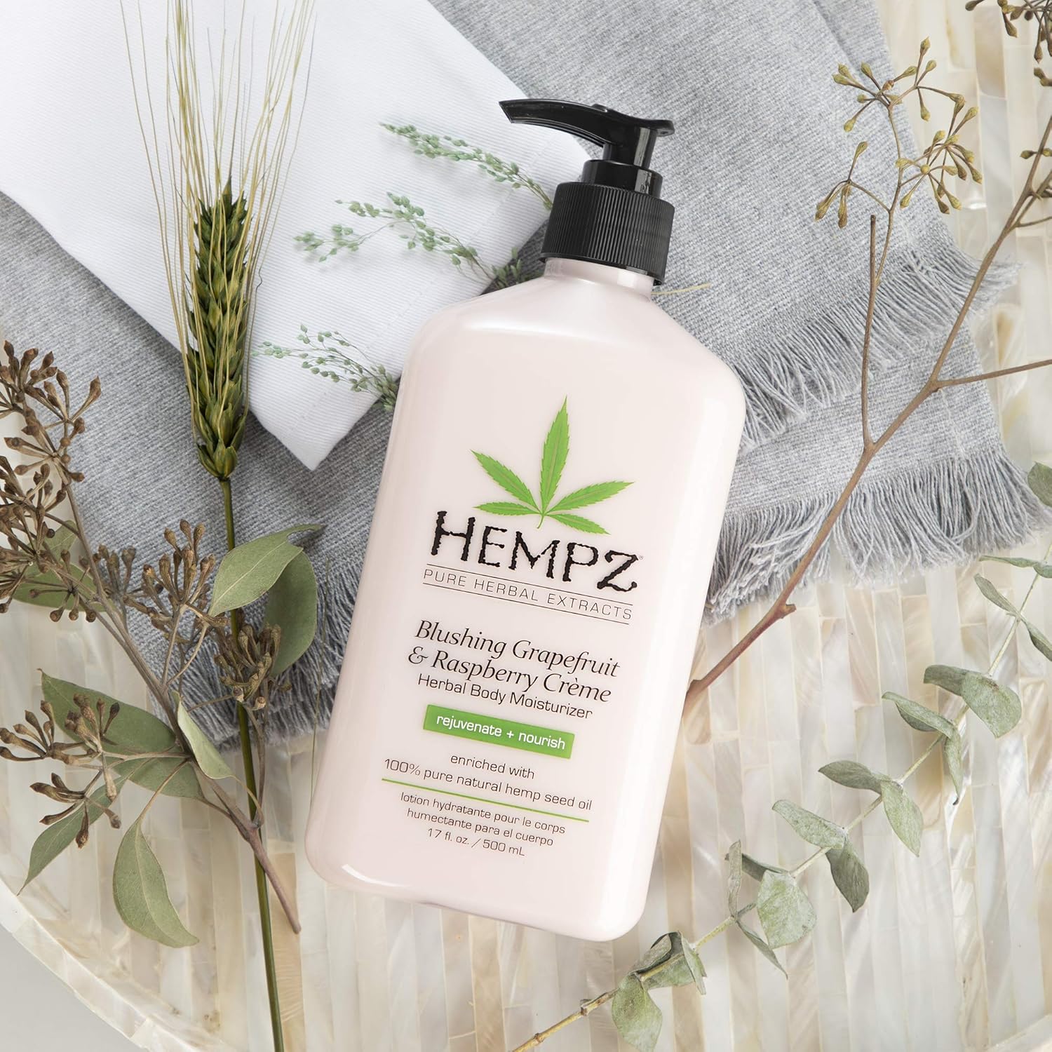 Hempz Blushing Grapefruit & Raspberry Creme Herbal Body Moisturizer Lotion - Fruit Body Cream - Pure Hempseed Oil, Shea Butter, Ginseng, Natural Extracts, Vitamins A, C, and D, Cucumber Extract : Beauty