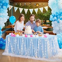 Shillance 14ft Baby Blue Tulle Table Skirt for Baby