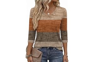Zeagoo Womens 3/4 Length Sleeve Tunic Tops Casual V Neck Shirts Basic Tees Business Work Blouses Fall Clothes 2026