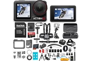 DJI Osmo Action 5 Pro Standard Combo - Action Camera Waterproof with 4K UHD Video, 1/1.3" Sensor, Dual Screens, Stabilization, for Vlogging, Sports & Travel + 64GB Card & 50 Piece Accessory Kit