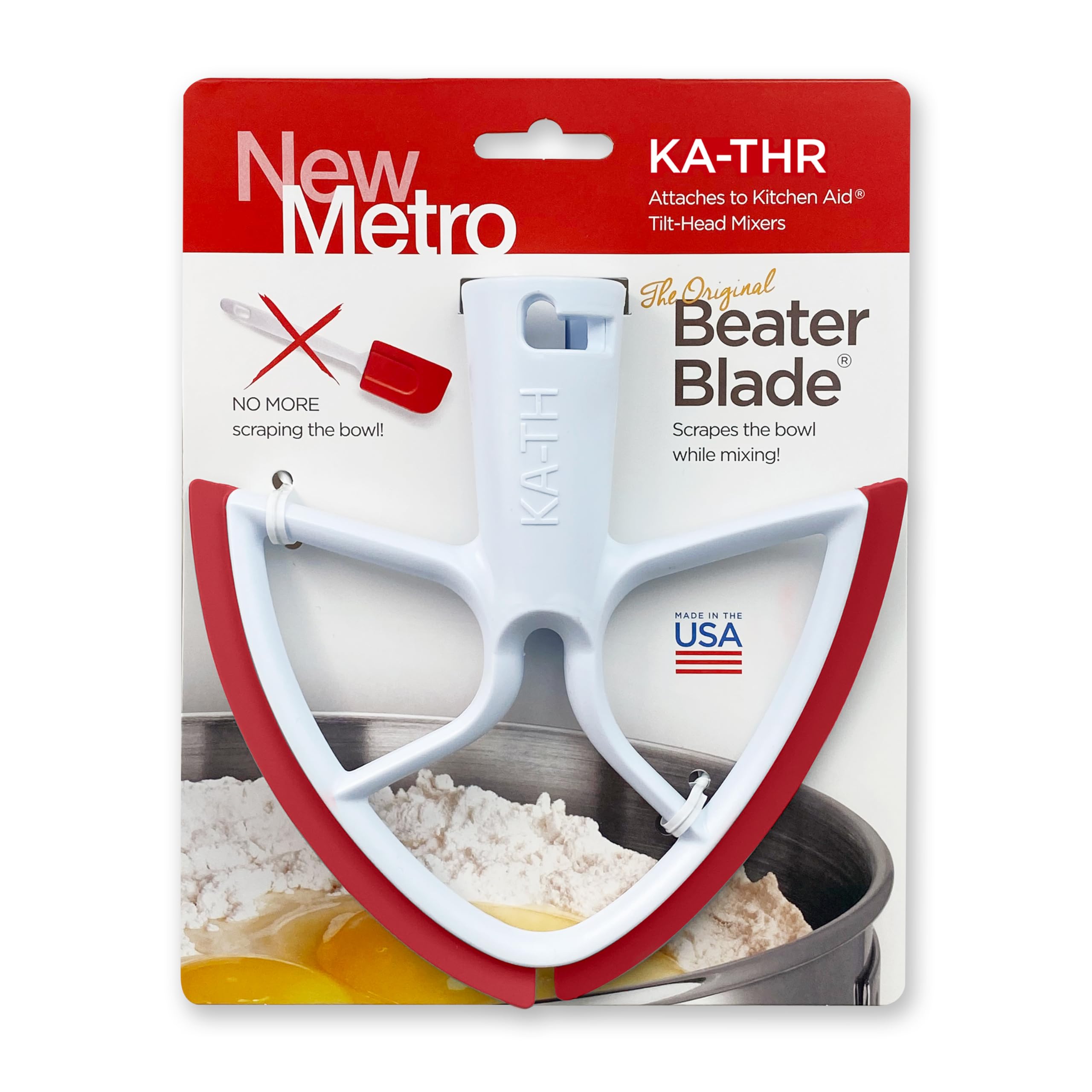 New Metro KA-THR Original Beater Blade Works w/ KitchenAid 4.5 - 5 Qt Tilt-Head Stand Mixers, Red