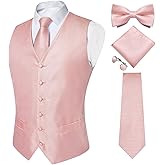 DiBanGu Mens Formal Dress Vest Paisley Jacquard Silk Suit Waistcoat Necktie Bow Tie Set Wedding Party Tuxedo 5PCS