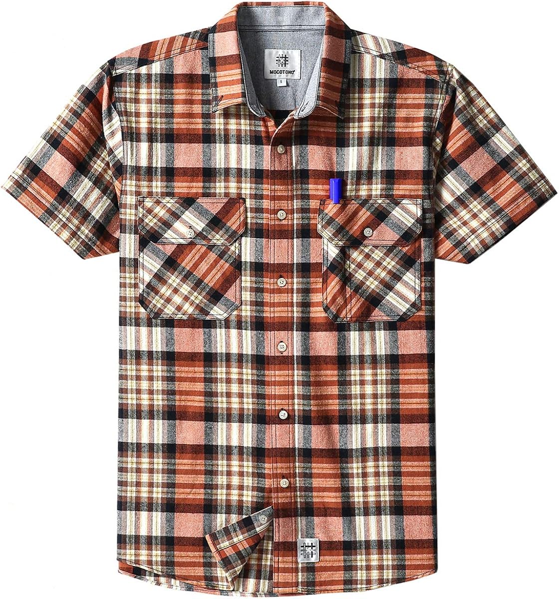 Men's Short Sleeve Plaid Checkered Button Down Casual Work Shirts: Clothing