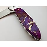 Santa Fe StoneworksPurple Turquoise handle Pocketknife on Leek Blade A/O