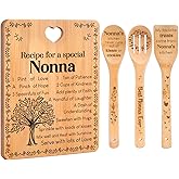 Nonna Gifts - "Recipe for a Special Nonna" Gifts for Nonna Cutting Board Set, Bamboo-Made Engraved Utensil Set Nonna Gifts for Grandma Cutting Board, Nonna Gifts from Grandkids.