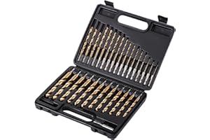 AIMLENTOOL 30 PCS Titanium Impact Drill Bit Set, Hex Shank Drill Bit Set for Wood, Steel, Metal, and Plastic with Quick Change Design, HSS Titanium Twist Drill Bit with Storage Case, 5/64" to 1/2"