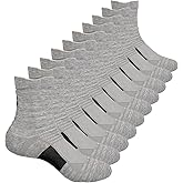 VIDACO 5/10 Pairs Men's Athletic Socks 8-10 Moisture-Wicking Crew Socks Arch Support - Cushioned Towel Foot Running Tennis