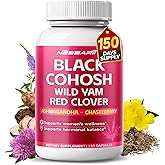 NESSARIT Black Cohosh 9,600mg* – Hormonal Balance Support with Wild Yam, Red Clover, Ashwagandha, Chasteberry & More – 150 Capsules