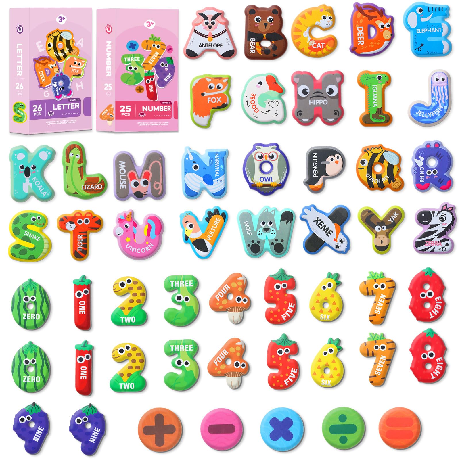 Magnetic Letters Magnetic Numbers,Large Size Fridge Magnets for Kids,Alphabet ABC Magnets for Refrigerator, Educational Spelling Learning Games Toys for Baby Preschool(Numbers+Letters Style B)