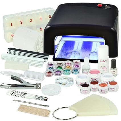 UV Gel Nagelstudio Starter Set - optimaler Einstieg in das eigene Nageldesign mit dem Nagelset dank viel Nailart, UV Lampe un