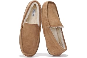 Project Cloud Mens Slippers 100% Genuine Leather with Memory Foam Insole Mens Shoes - Non-Slip and Lightweight Indoor and Outdoor Slippers for Men (Oswin)