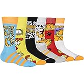 Bioworld Garfield Socks Men's Don't Know Don't Care Character Inspired Adult 6-Pack Mid Calf Mix and Match Casual Crew Socks