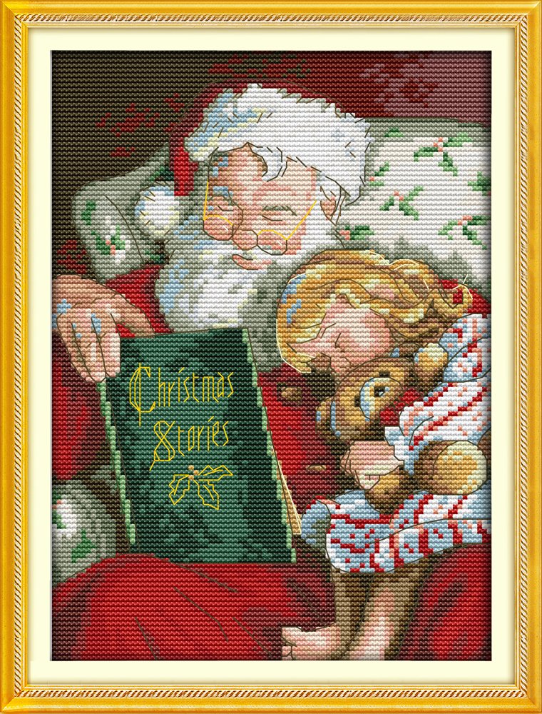 CaptainCrafts Cross Stitch Kits, Christmas Counted Cross Stitch Unpreprinted Fabric Cross Stitch Adults DMC DIY Art Embroidery Kits (Unpreprinted 14CT, Christmas Story)