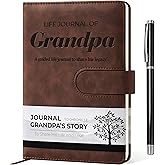 Grandpa I Want to Know Your Life Story Leather Journal (Hardcover): A Grandpa's Memory and Keepsake Guided Legacy Journal - Birthday Gifts for Grandpa - Ideal Gifts for Fathers Day from Granddaughter Grandson