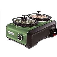 Crock-Pot SCCPMD1-GR Hook Up Double Oval Connectable Entertaining System, 1-Quart, Metallic Sage