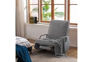 Gymplis Upholstered Recliner Rocking Chair Nursery with Adjustable Backrest and Footrest, Comfy Corduroy Foldable Glider Chair for Bedroom & Living Room, Grey