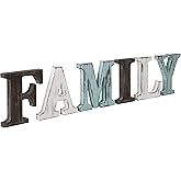 MyGift Decorative Multicolor Distressed Wood F-A-M-I-L-Y Block Cutout Freestanding Letters, Rustic Wooden Family Sign Tabletop Art Decor for Home or Office