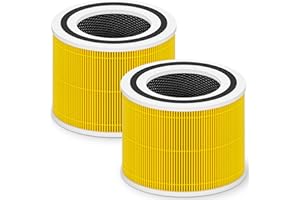 PETOX Core 300 Pet Care Replacement Filter for LEVOIT Core 300 Core 300-P Core 300S Vortex Air Air Purifier, 3-in-1 H13 Grade True HEPA High-Efficiency Activated Carbon, Core 300-RF-PA, 2 Pack, Yellow