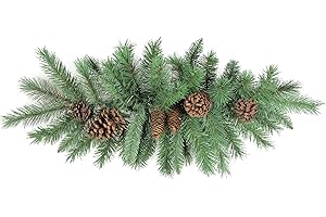 Admired By Nature 32" L 45 Tips Faux Christmas Swag W/Pine Cone Holiday Winter Christmas for Front Door Home Decor, Wall Christmas Décor Indoor Outdoor Christmas Decorations, Cemetery Décor