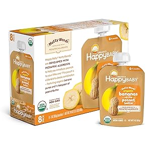 Happy Family Happy Baby Organics Nutty Blends With Organic Bananas, Banana & Peanut Butter, 3 Oz, Pack of 8