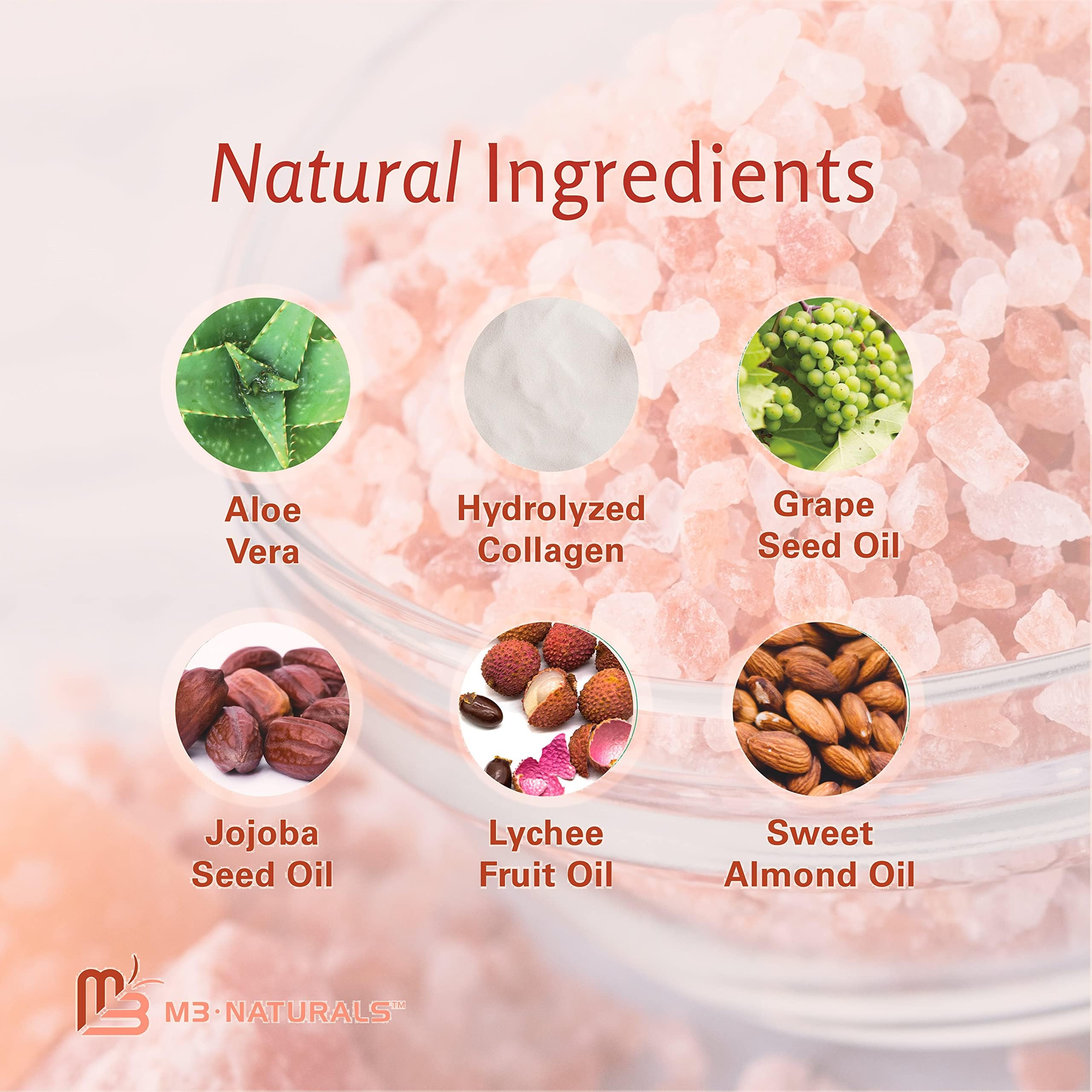 Himalayan Salt Scrub, Face, Foot, and Body Exfoliator with Collagen and Stem Cells, Exfoliating Scrub for Toning, Cellulite, and Skin Care by M3 Naturals