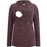 Smallshow Women's Nursing Tops Sweatshirt Long Sleeve Breastfeeding Shirt Hoodie
