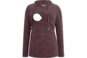 Smallshow Women's Nursing Tops Sweatshirt Long Sleeve Breastfeeding Shirt Hoodie
