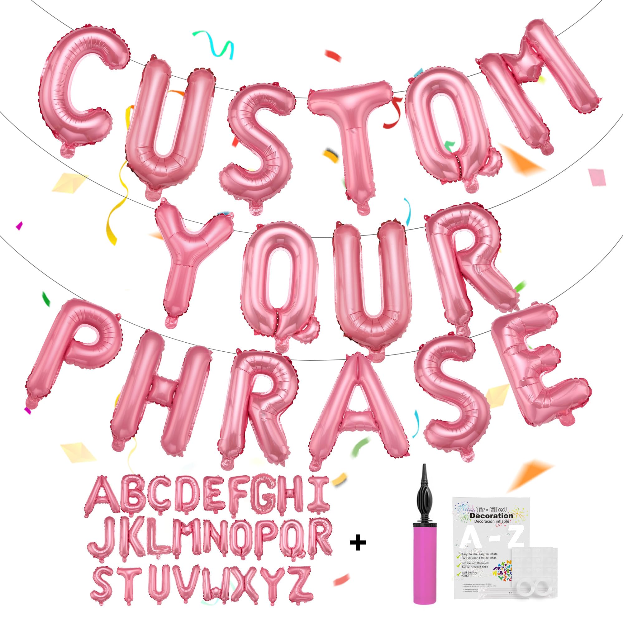 Photo 1 of TangTuan 53pcs Pastel Pink Letter Balloons, Custom A-Z Set for Personalizing Names & Phrases on Party Supplies Banners - Inflate with Balloon Pump, for Girl Women Birthdays/Baby Showers/Weddings