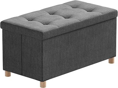 BRIAN & DANY Ottoman Storage Box with 4 Wood Legs Gray 76 x 38 x 38 cm