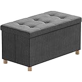 BRIAN & DANY 30 Inches Folding Storage Ottoman Bench, Ottoman with Storage Bench for Bedroom, Living Room, Entryway, Foot Rest with Legs, Dark Gery