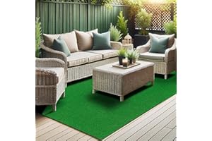 Ottomanson Artificial Grass Turf 7'10" x 9'10" Indoor Outdoor Faux Grass Rug with Drainage Holes, Customizable with Extra Long Size Options, Perfect for Patio Lawn Balcony Weddings Photoshoot Backdrop