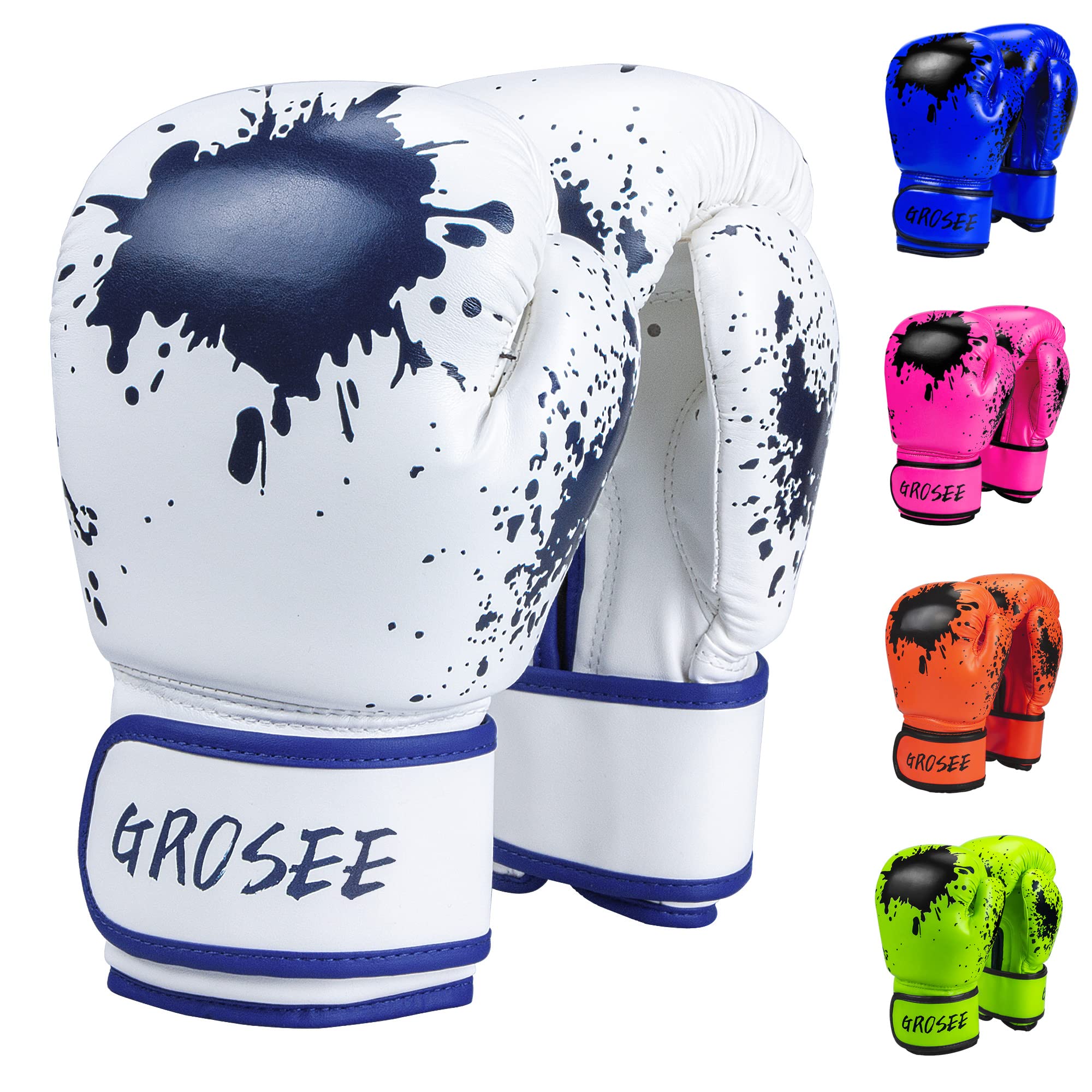 Kids Boxing Glove 6oz 8oz, Youth, Boys and Girls Training Sparring Gloves for Punching Bag, Kickboxing, Muay Thai, MMA, UFC, Gift for Age 6-15 Years (White, 6 oz (45-80 lbs)) — image 1