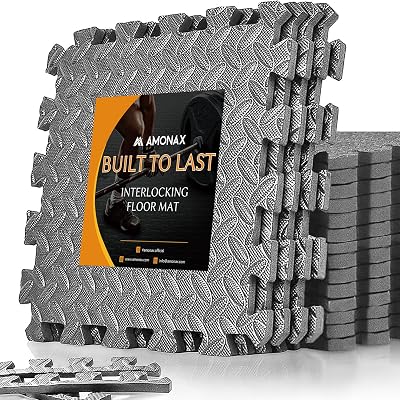 Amonax Gym Flooring Mats 60x60cm Interlocking EVA Foam 8 Tiles Grey