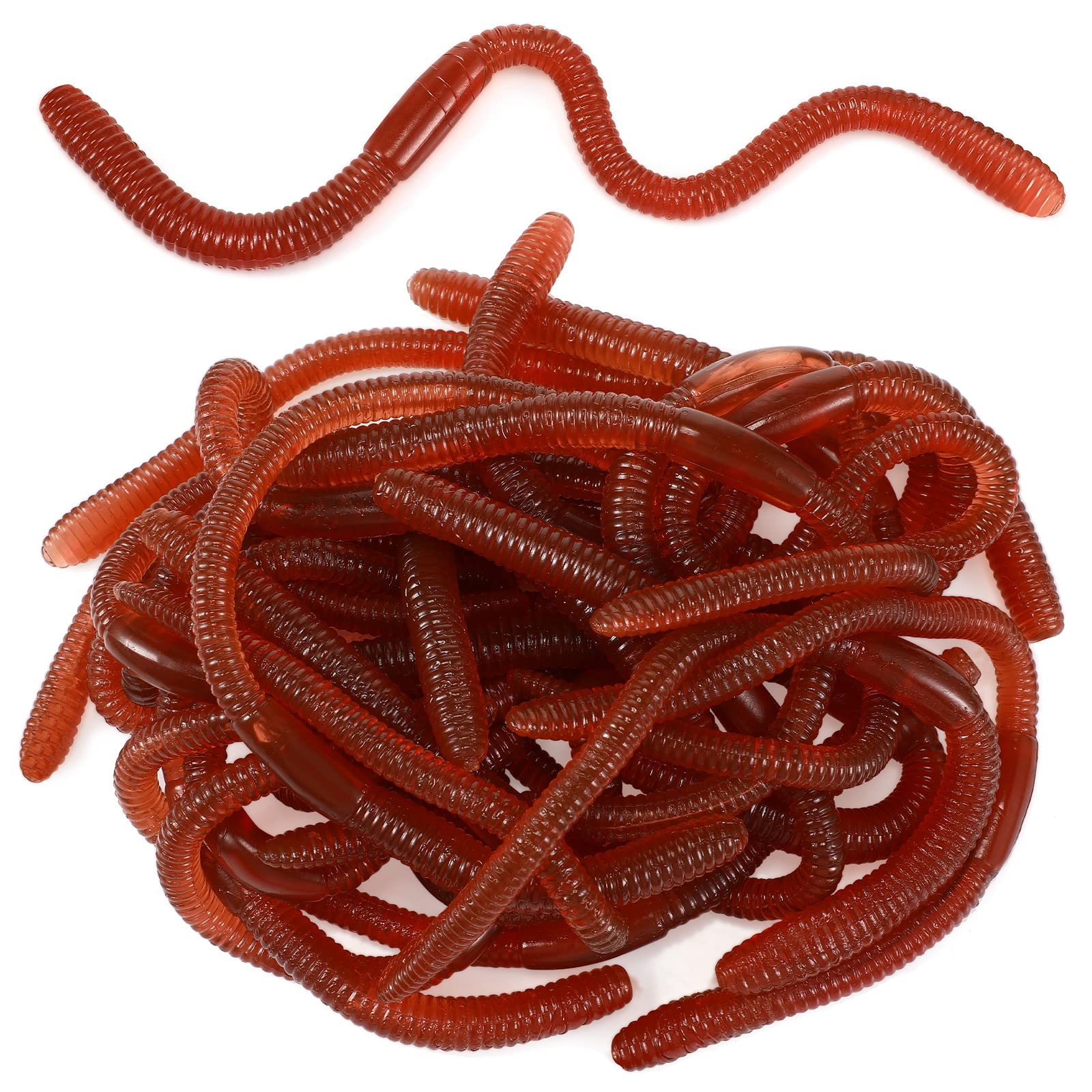 24 Pieces 7.1 Inch Artificial Fake Earthworms Soft Stretchy Toys Realistic Plastic Worms Lifelike Fidget Worm Prank Trick Toy for Stocking Stuff Decoration April Fools' Day Easter Basket Stuffer Gifts