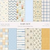 Jotlink 24 Sheets Baby Boy Scrapbook Paper Pad, 6x6 inch Heavyweight 160GSM Single-Sided Cardstock, Smooth Matte Vintage Sweet Nursery Patterned Paper for Card Making Photo Album Collage &amp; DIY Crafts