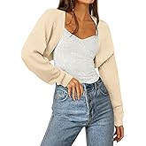 AGSEEM Women's Bolero Shrug Sweater Long Sleeve Knit Open Front Cropped Cardigans Casual Loose Ribbed Knitwear Y2K Tops 2026